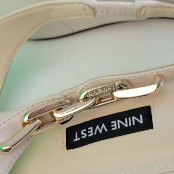 NEW Nine West 11 LEATHER NEUTRAL STRETCH SLIP ON POINTED TOE SLINGBACK FLATS - Picture 6 of 8